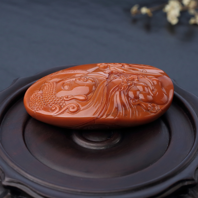 柿子红南红一念之间吊坠-红掌柜