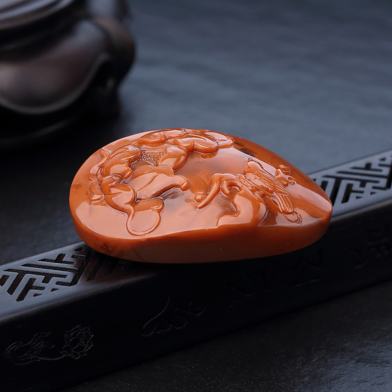 川料天然柿子红南红吊坠-红掌柜