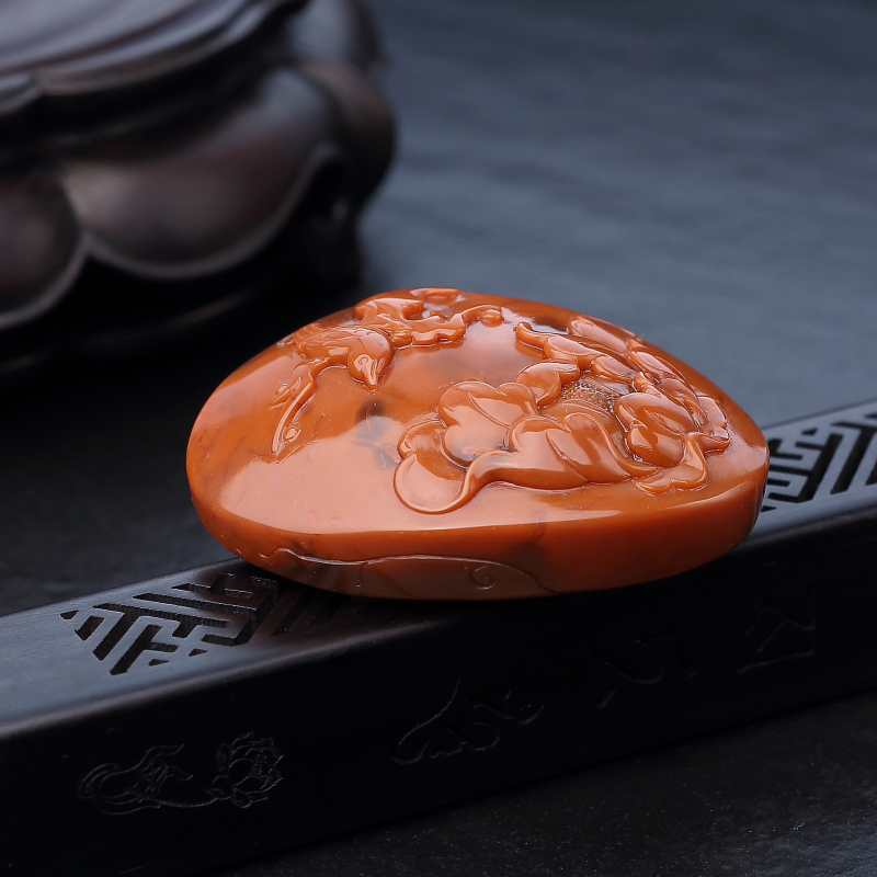 柿子红南红鸟语花香吊坠-红掌柜