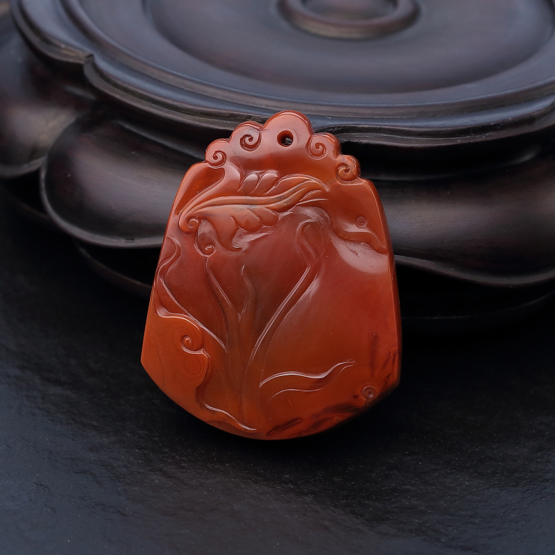 川料天然南红牡丹花吊坠-红掌柜