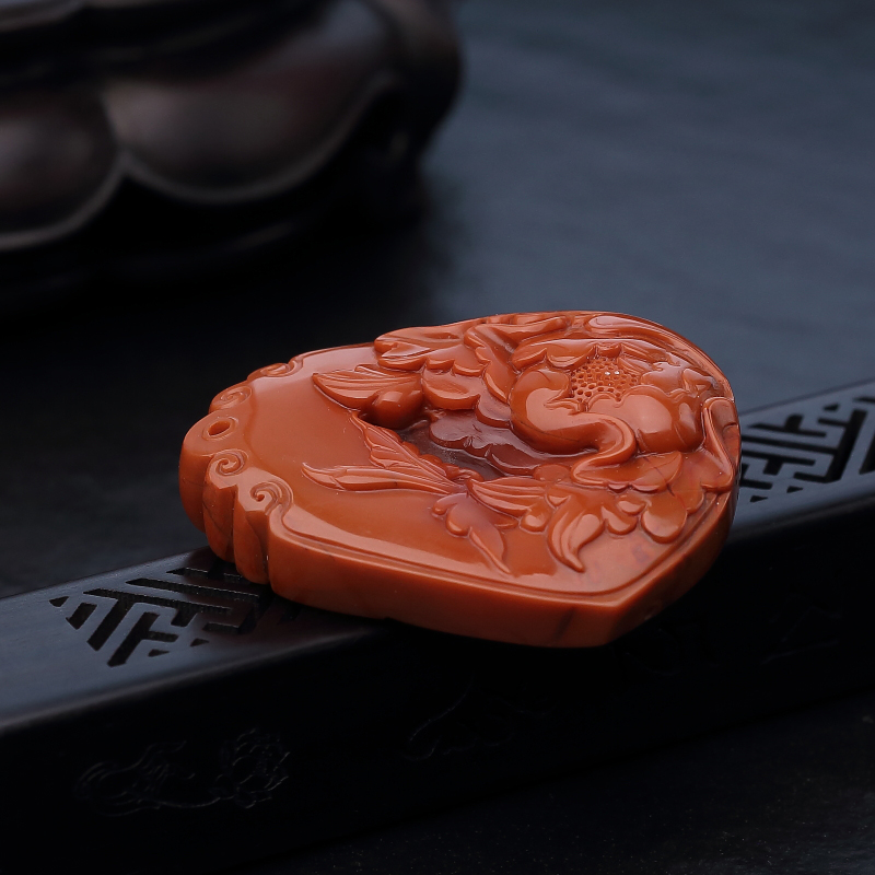 川料天然柿子红南红吊坠-红掌柜