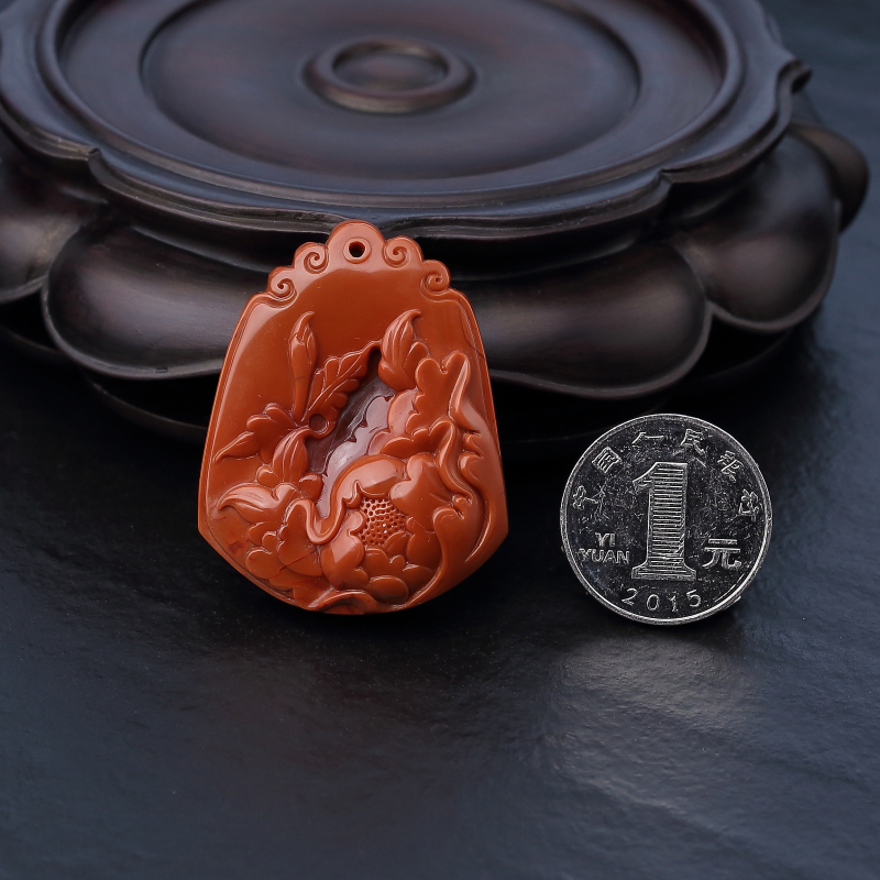 南红牡丹花吊坠-红掌柜