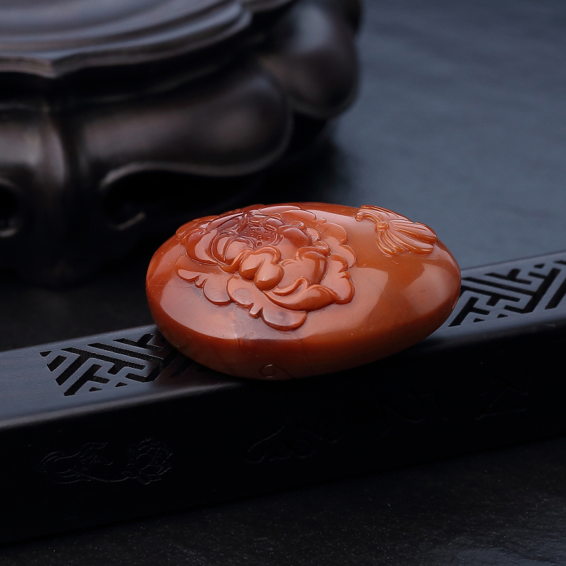 川料天然柿子红南红吊坠-红掌柜