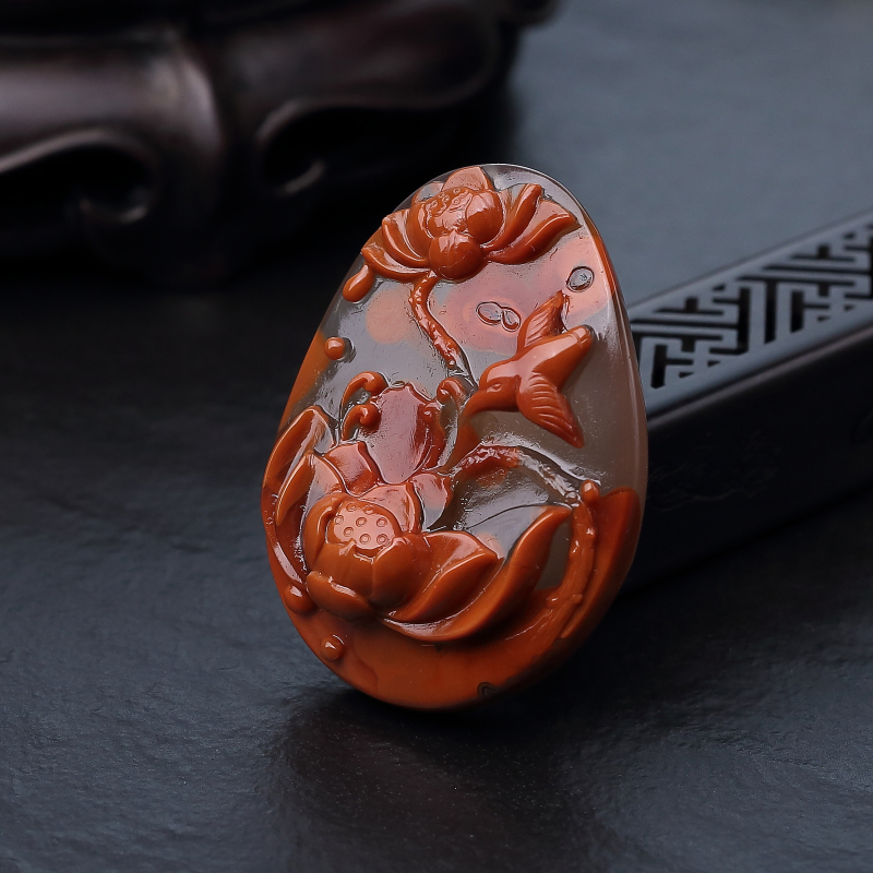 天然冰飘料南红花吊坠-红掌柜