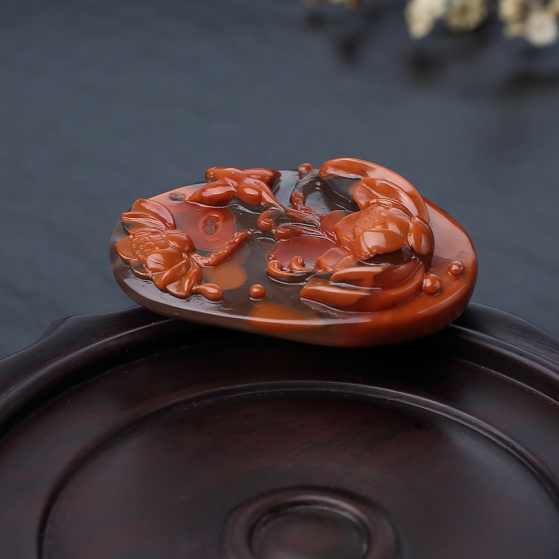 川料天然冰飘料南红吊坠-红掌柜