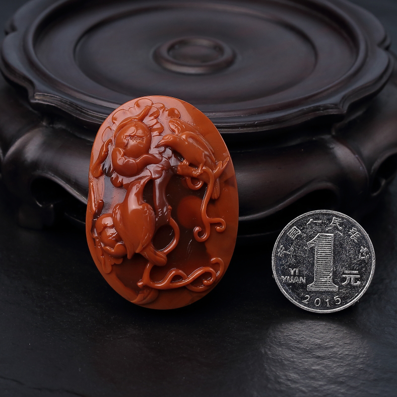 南红花鸟吊坠-红掌柜