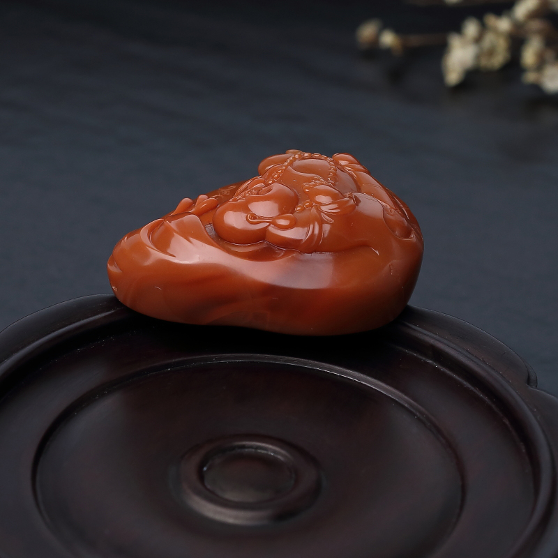 柿子红南红佛吊坠-红掌柜