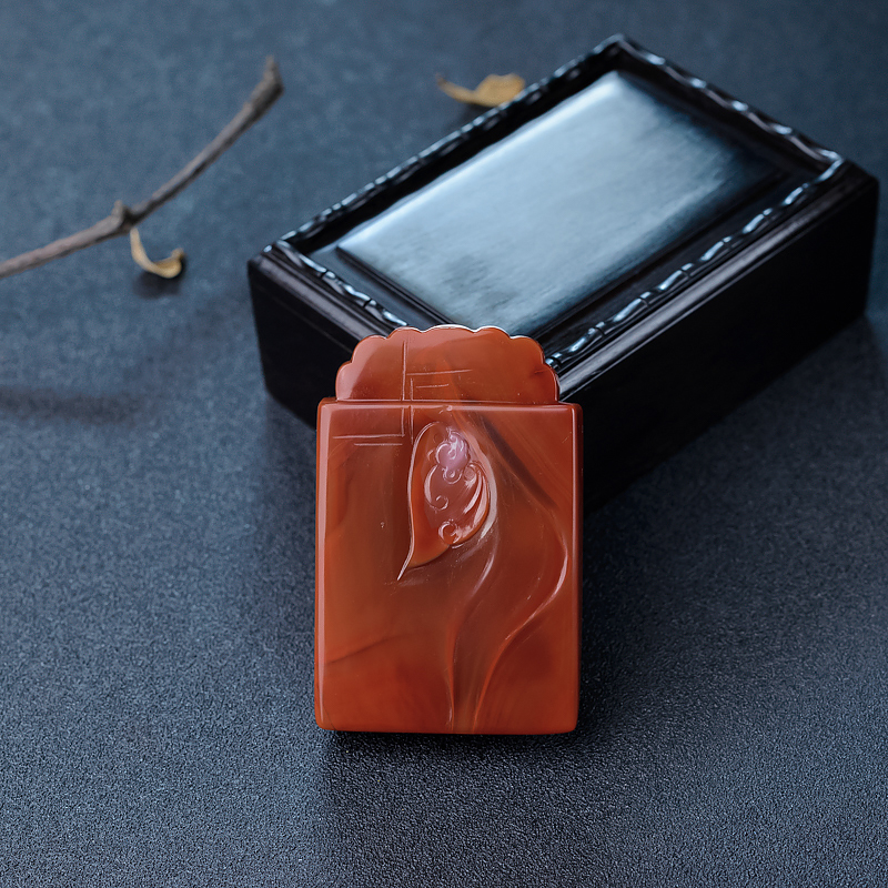 柿子红南红弥勒佛吊坠-红掌柜