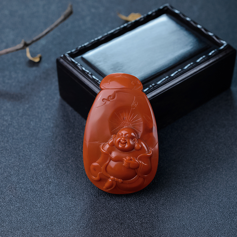 柿子红南红福在眼前吊坠-红掌柜