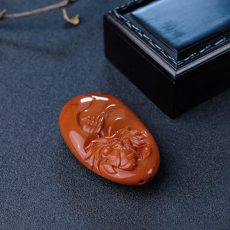 天然南红钟馗吊坠-红掌柜