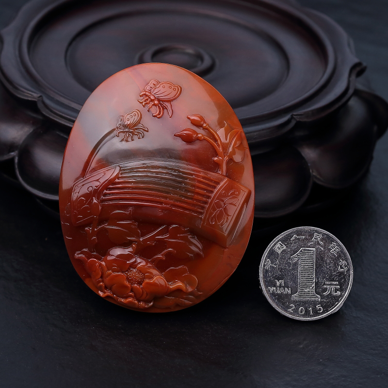 南红琴瑟和音吊坠-红掌柜