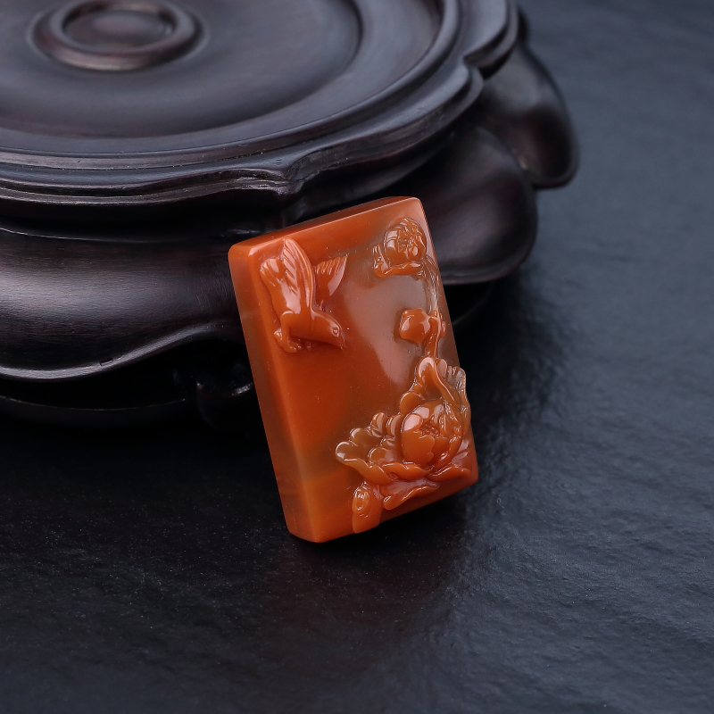 四川冻料南红鸟语花香吊坠-红掌柜