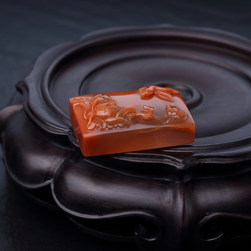 冻料南红鸟语花香吊坠-红掌柜