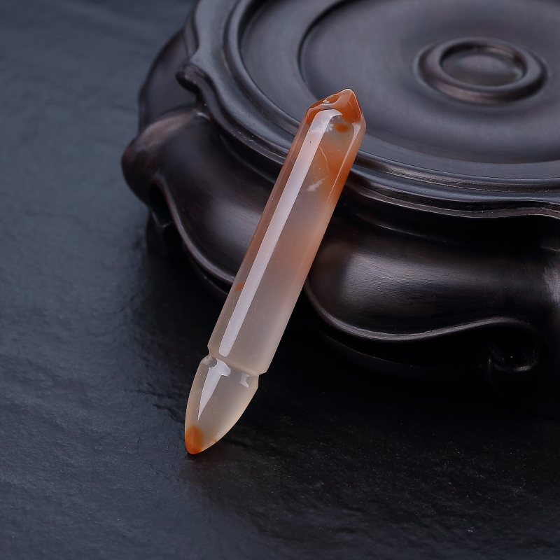 天然冰飘料南红毛笔吊坠-红掌柜