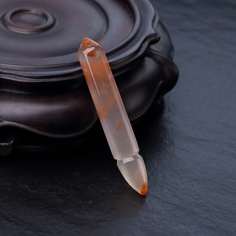 川料冰飘料南红毛笔吊坠-红掌柜