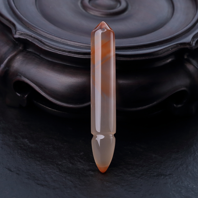 川料天然南红毛笔吊坠-红掌柜