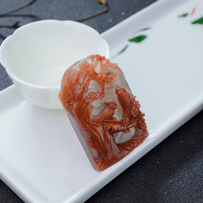 冻料南红喜上眉俏挂坠-红掌柜