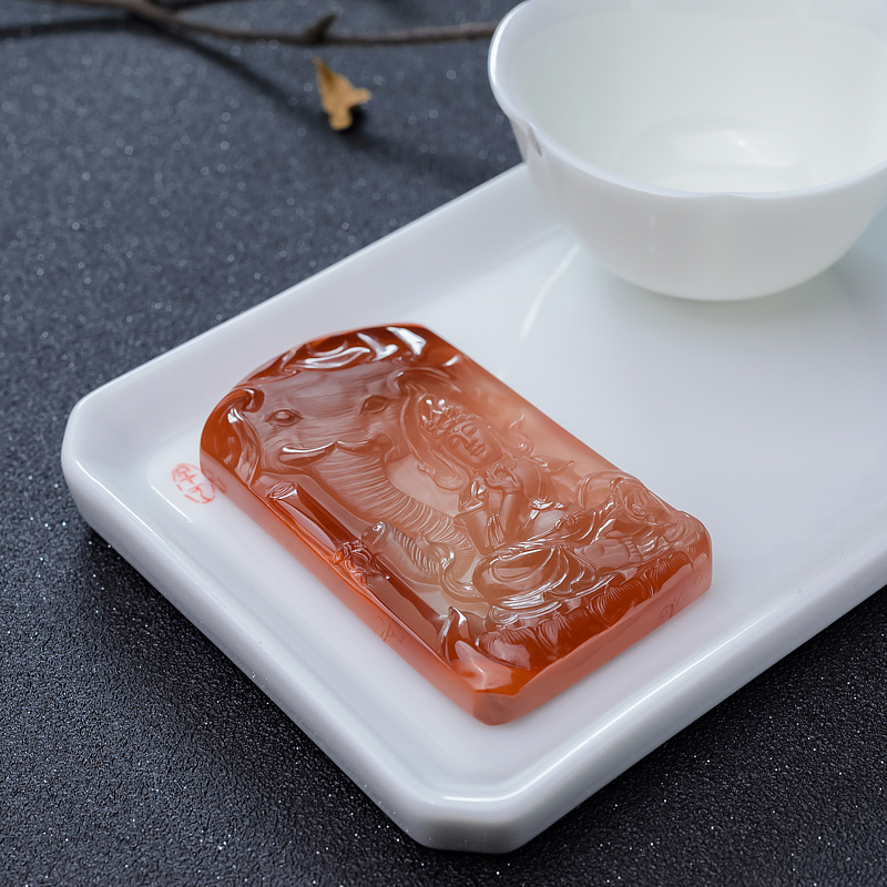 冰飘料南红普贤菩萨挂坠-红掌柜