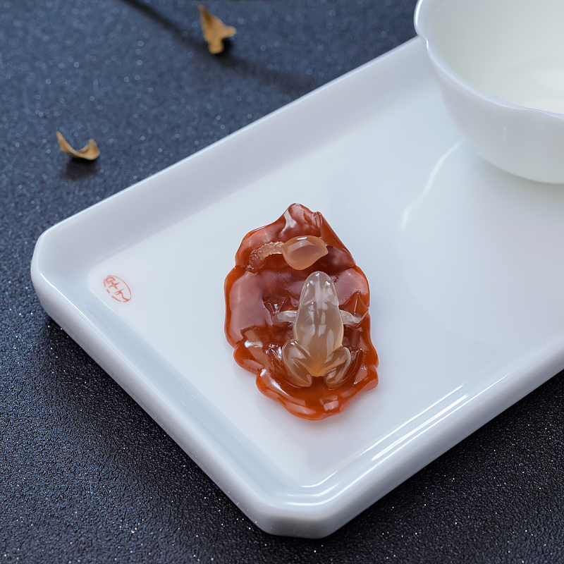 四川天然南红青蛙小摆件-红掌柜