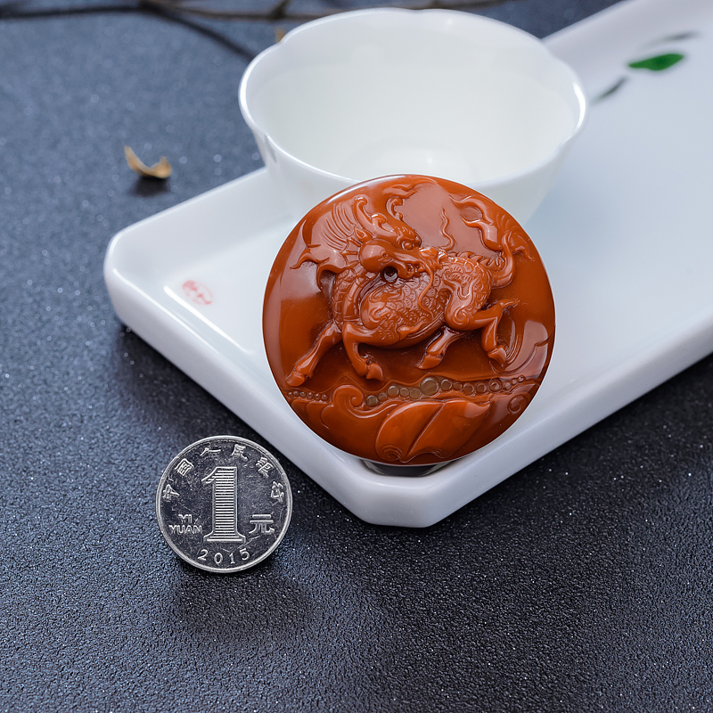 四川天然南红麒麟皮带扣-红掌柜