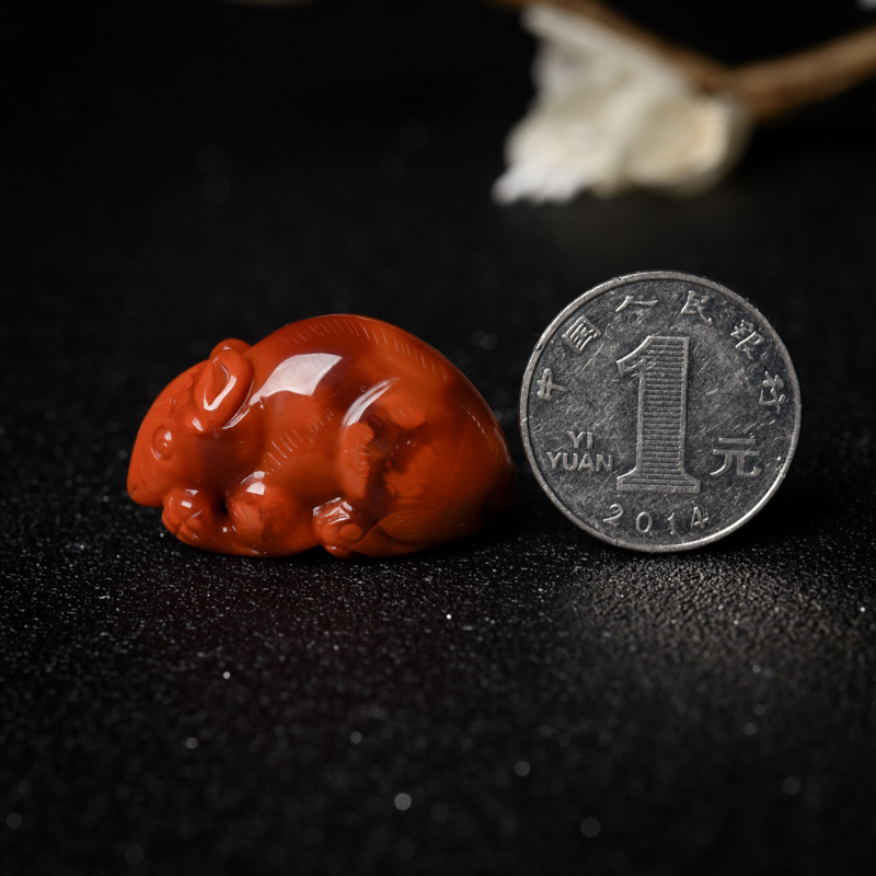 南红老鼠吊坠-红掌柜