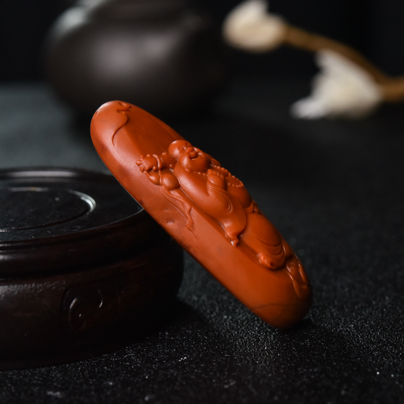 天然柿子红南红佛吊坠-红掌柜