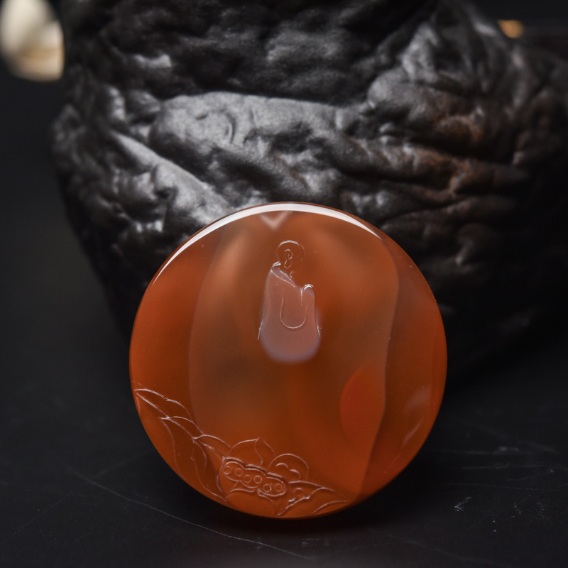 四川冰飘料南红观音吊坠-红掌柜