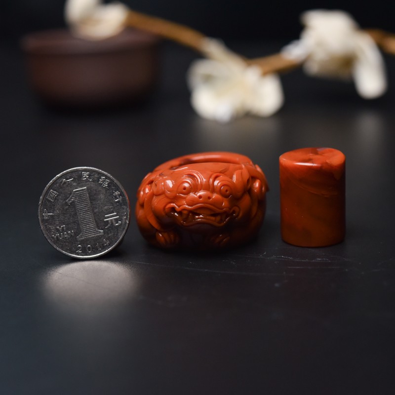 四川天然南红貔貅戒指-红掌柜