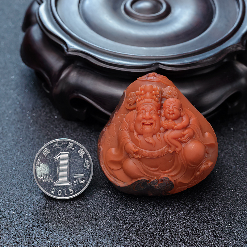 四川天然南红财神吊坠-红掌柜