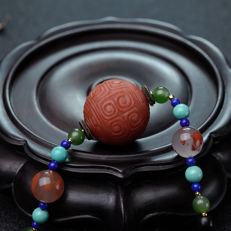 保山天然柿子红南红项链-红掌柜