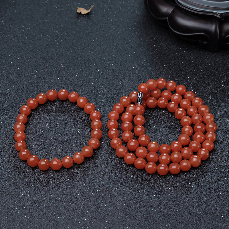 川料天然樱桃红南红套装-红掌柜