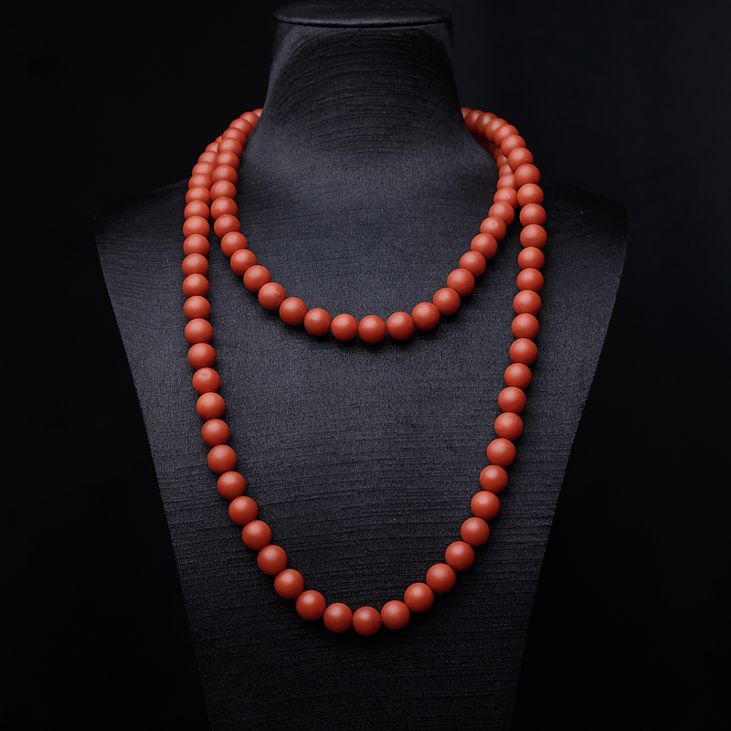 保山天然柿子红南红108佛珠-红掌柜