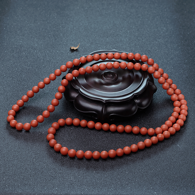 保山柿子红南红108佛珠-红掌柜