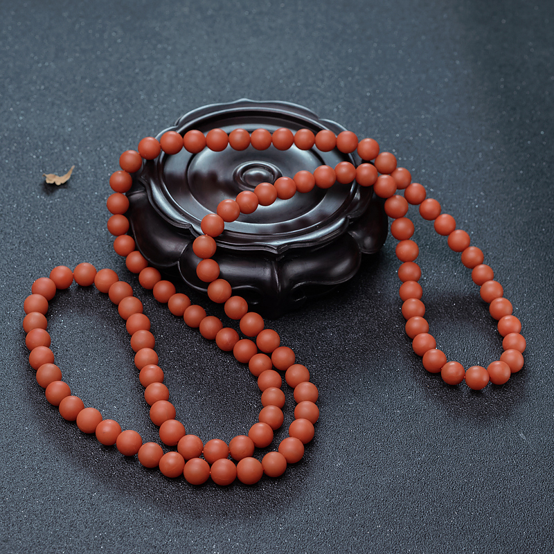 保山柿子红南红108佛珠-红掌柜