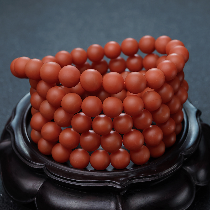 保山天然南红108佛珠-红掌柜