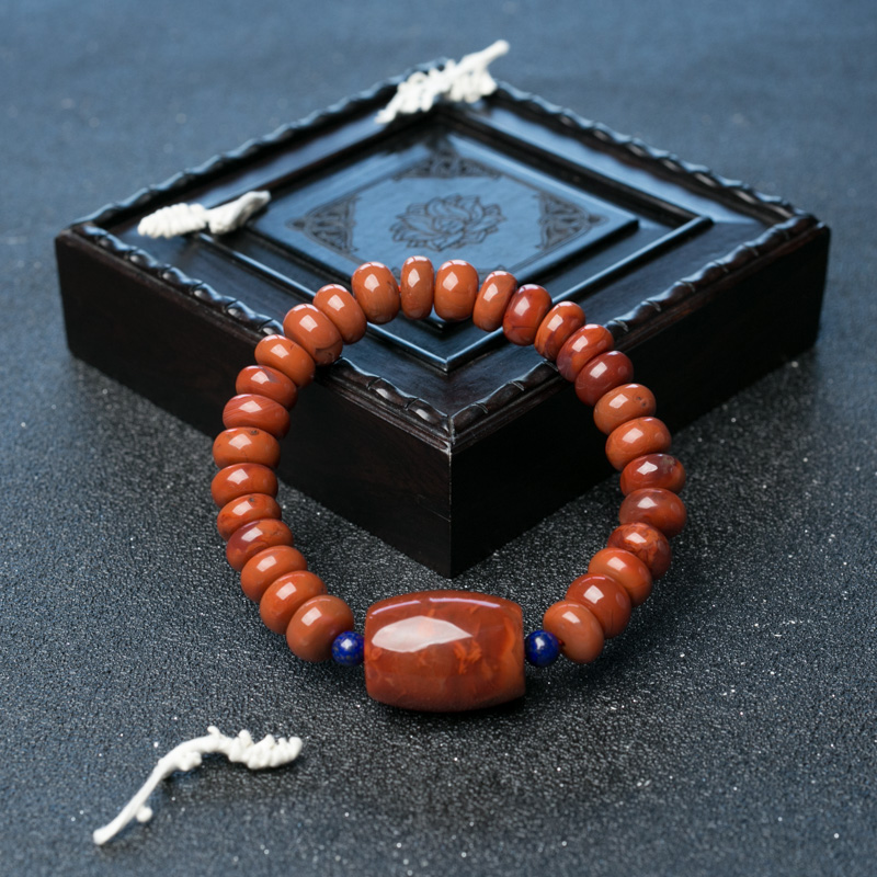 火焰纹南红算盘珠单圈手串-红掌柜