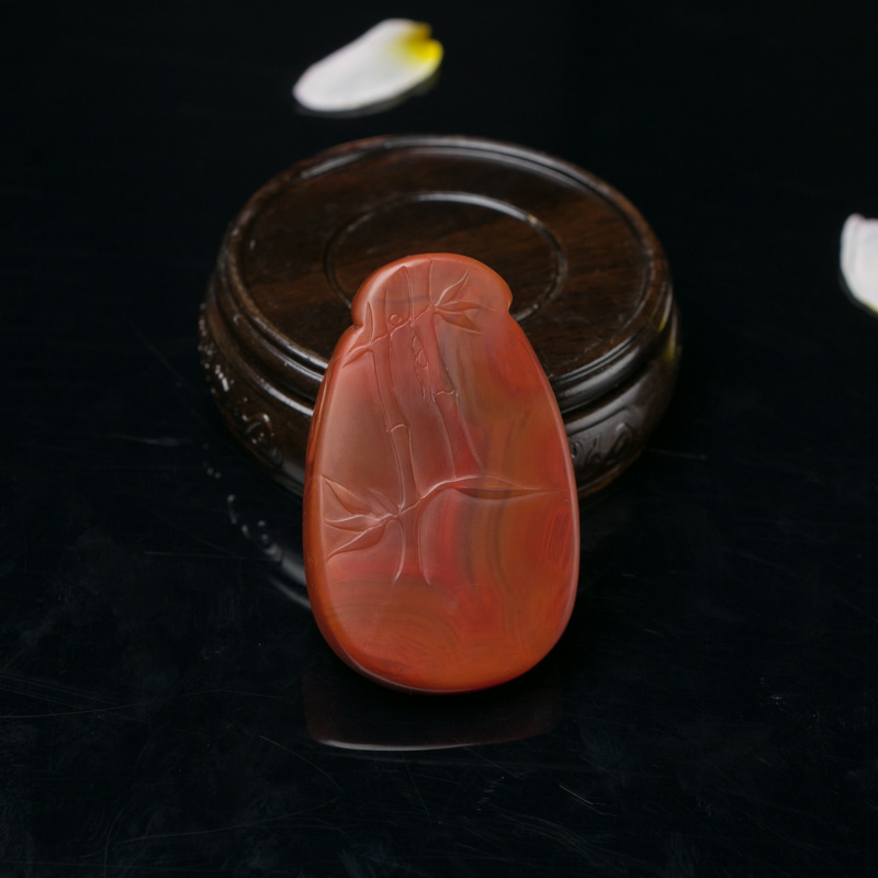 四川柿子红南红福在眼前吊坠-红掌柜