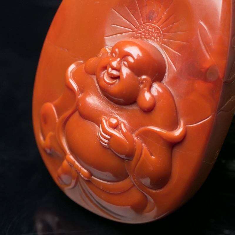 天然南红福在眼前吊坠-红掌柜