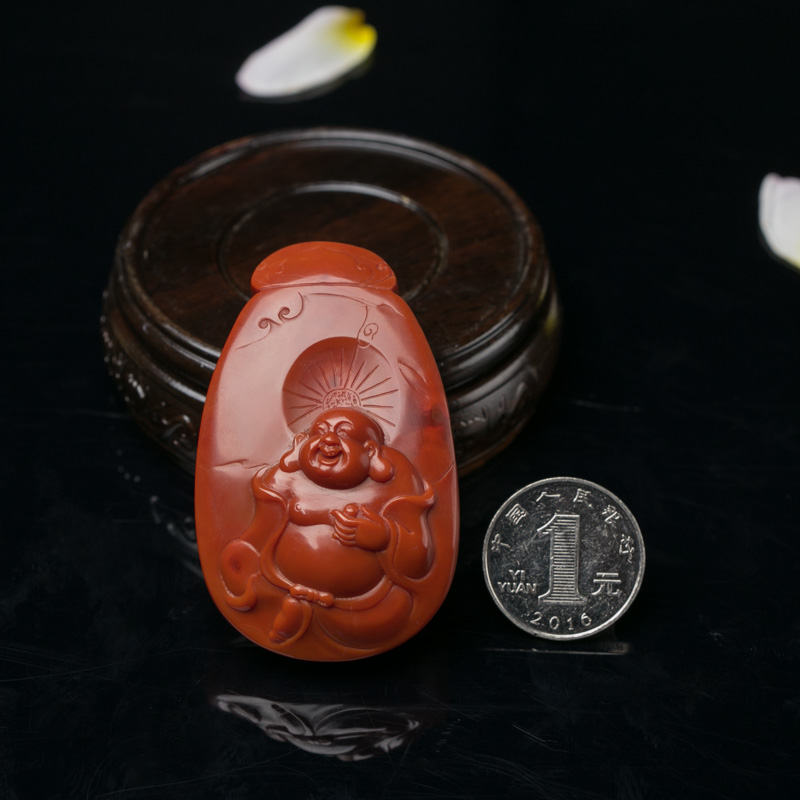 柿子红南红福在眼前挂坠-红掌柜