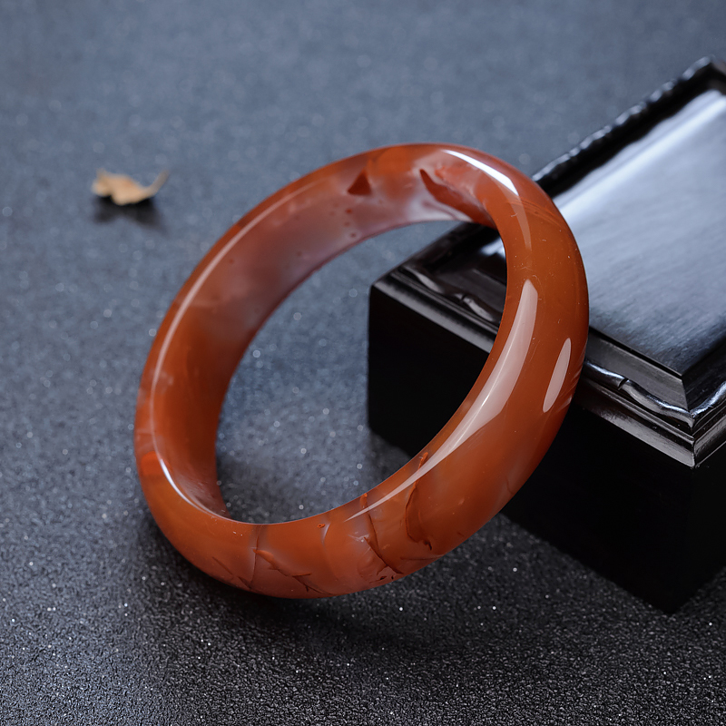 60mm冰飘料南红平安镯-红掌柜