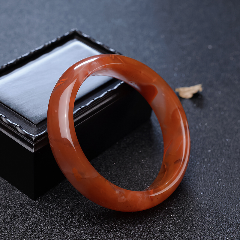 冰飘料南红平安镯-红掌柜