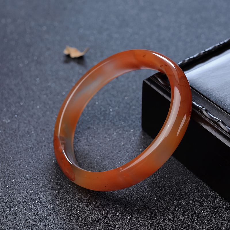 56.5mm冰飘料南红平安镯-红掌柜