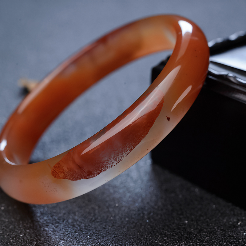 天然南红平安镯-红掌柜