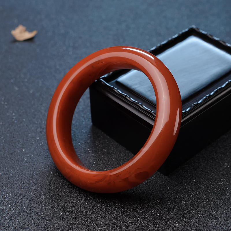 川料天然樱桃红南红平安镯-红掌柜