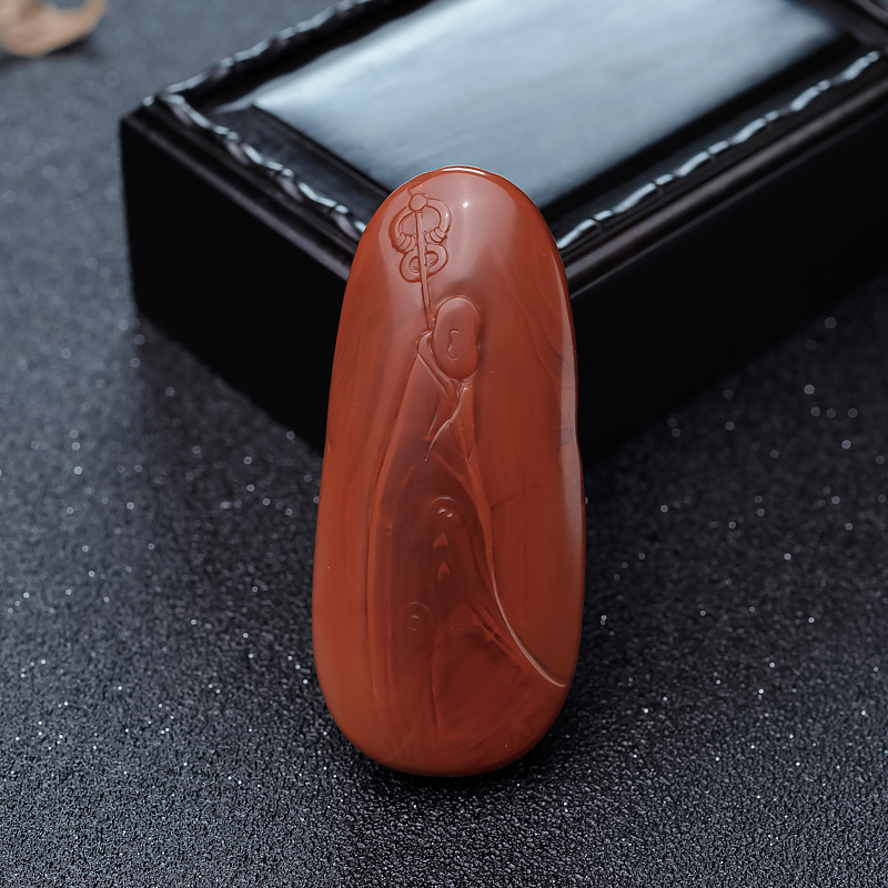 四川柿子红南红弥勒佛吊坠-红掌柜