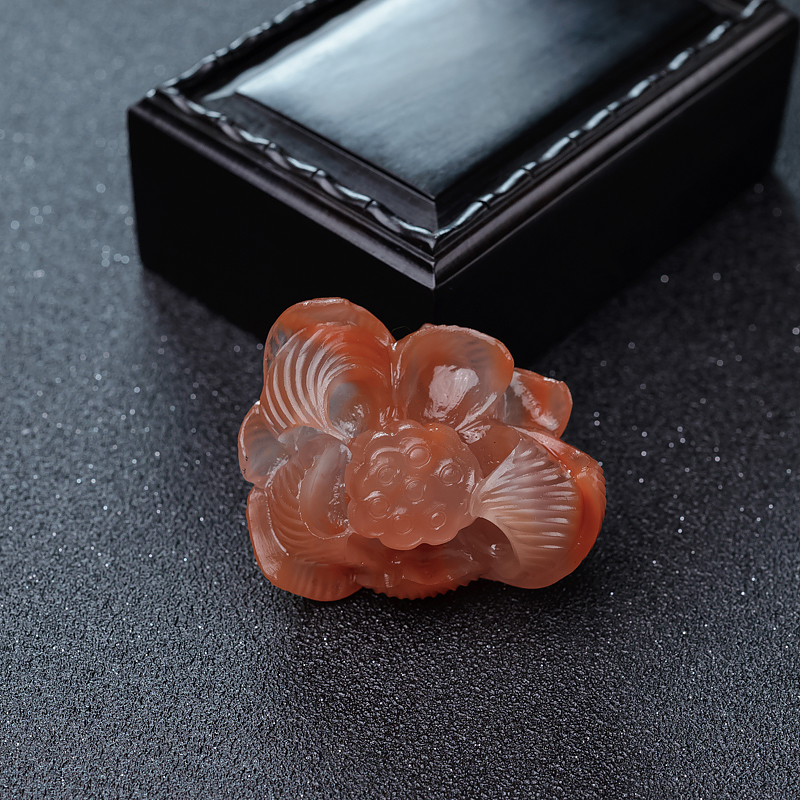 冰飘料南红莲花香插摆件-红掌柜