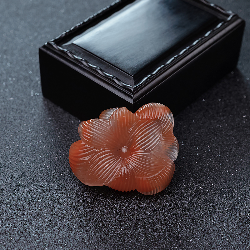 南红莲花香插摆件-红掌柜