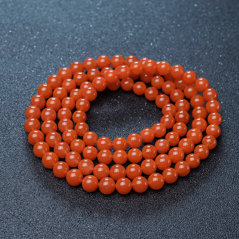 四川天然樱桃红南红佛珠-红掌柜