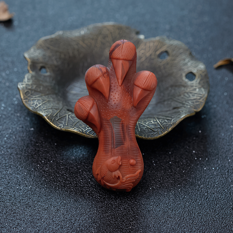 四川天然柿子红南红抓住机遇吊坠-红掌柜