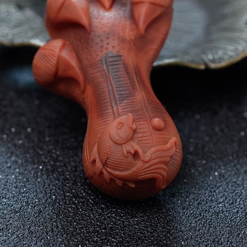 四川天然柿子红南红吊坠-红掌柜